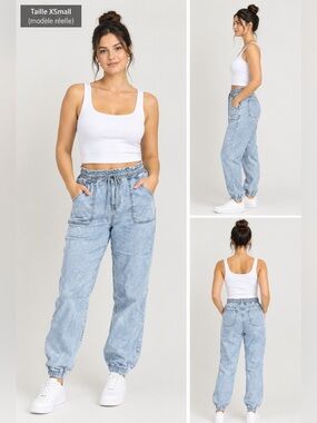 Light Wash Denim Jogger Pants